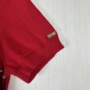 Tommy Hilfiger Red Plaid Short Sleeve Cotton Knit Sweater Dress Womens Small S‎ thumbnail 4