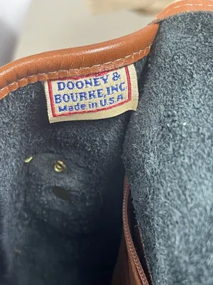 VTG Dooney & Bourke AWL Navy British Tan Pebbled Leather Messenger Top Handle thumbnail 15