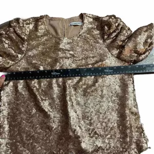 Abercrombie Classic Party Top Sequin Bling Y2K Ruched Sleeve Button‎ Back XS thumbnail 3