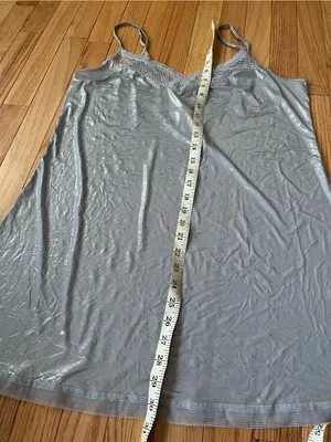 Victoria’s Secret silver Shimmer Lace Slip Mini Dress Large Chemise Nightgown thumbnail 4