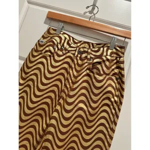The Ragged Priest Metallic Gold Brown Wavy Swirl Straight Leg Jeans‎ Womens 24 thumbnail 4