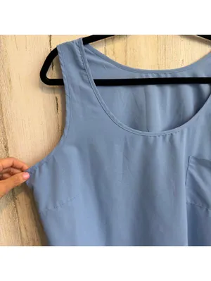 Women’s Size XL (16–18) Blue Sleeveless Pocket Blouse Tank Top thumbnail 4