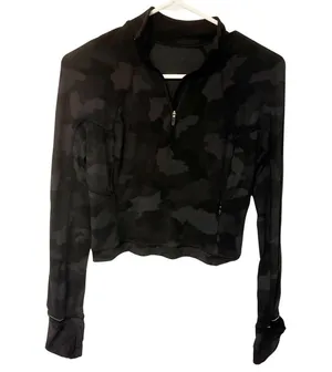 Lululemon Its Rulu Run Cropped Half-Zip Heritage 365 Camo Deep Coal Multi Size 4 thumbnail 2