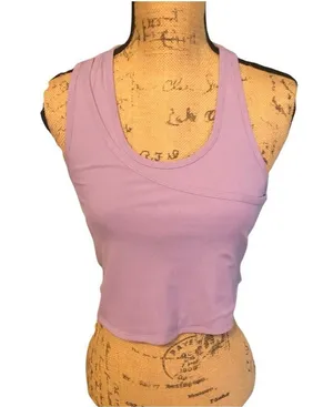 Free People Ribbed Crop Tank Top Size M Lilac thumbnail 1