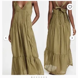 Free People Olive V-Neck Tiered Maxi Dress thumbnail 2