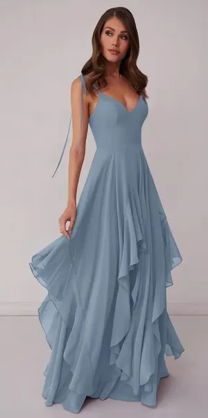 Azazie Barbie Dusty Blue Formal Dress thumbnail 1