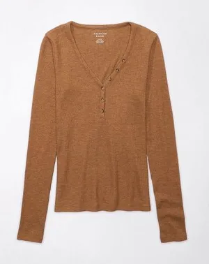 American Eagle Waffle Long Sleeve Henley Tee thumbnail 3