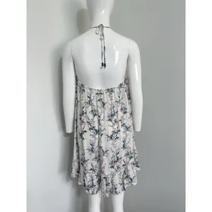 O’Neill Women’s Mini Dress Size S White Floral Print Halter Neck Rayon Beach thumbnail 5