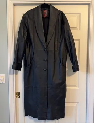 Vintage Women's G-III Leather Coat XL Black Full-Length Long Lined Insulated thumbnail 1