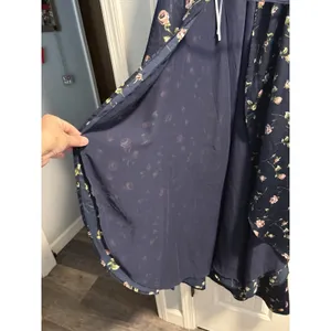 Lulus Floral Maxi Dress Womens‎ Large Navy Blue High Low V-Neck 4D0897 thumbnail 4