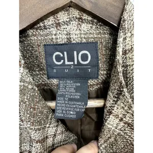 Clio Suit Brown Plaid Blazer Size 12 Academia Retro Button Career Preppy Vintage thumbnail 3