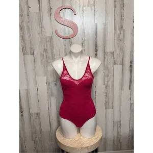 Ambiance Hot Pink Lace Bodysuit Women’s Size Small thumbnail 2