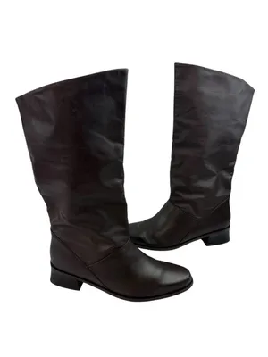 Vtg Y2K 90s Markon Shelly Calf High Boot Womens Size 9 M Brown Leather Fold Over thumbnail 4