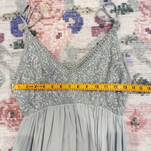 Scandal Italy Sage Green Sequin Midi Dress Medium Fairy Ethereal Empire‎ Waist thumbnail 5