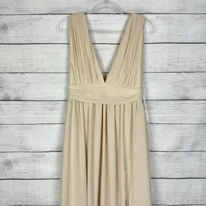 Lulus Heavenly Hues Cream Maxi Chiffon Dress Sz Medium Wedding‎ Bridesmaid Gala thumbnail 4