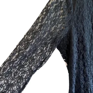 Tango Mango Black Patterned 3/4 Sleeve Lace Back Sheer Sleeves Blouse‎ Size L thumbnail 4