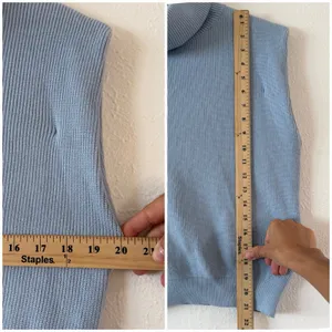 Maeve Anthropologie Sleeveless Turtleneck Sweater Vest Blue Ribbed Knit Size S thumbnail 8