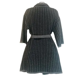 Chiara mente S wool blend longline houndstooth belted cardigan coat thumbnail 2
