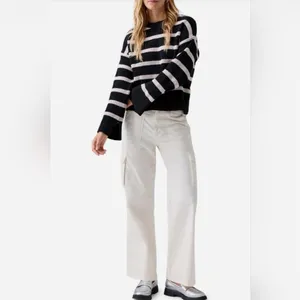 SANCTUARY Black and Cream Stripe Chenille Sweater size Medium‎ thumbnail 2