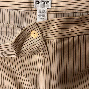Chico’s Tan/Cream with Blue Pinstripe Dress Pants thumbnail 3