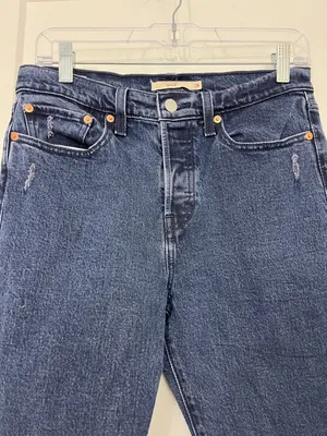 Levi's Size 28 Wedgie High Rise Ankle Jeans Dark Wash Raw Hem thumbnail 2