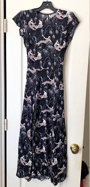 Reformation‎ Dress Gavin Midi Slit Open Back Champagne 0 EUC thumbnail 1