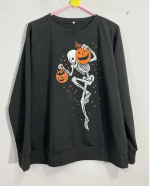 womans large black halloween Theme Pullover Sweatshirt thumbnail 1