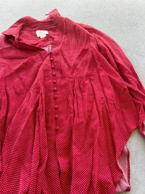 Anthropologie Maeve Matilda Polka Dot Blouse Button‎ Front Red White Size S thumbnail 12