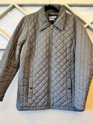 Lands‎ End Quilted Primaloft Gray Winter Coat Jacket Womens 14-16 Size Large thumbnail 1