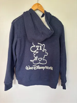 Disney Women’s Zip-Up Hoodie in Navy with White Mickey Outline thumbnail 4
