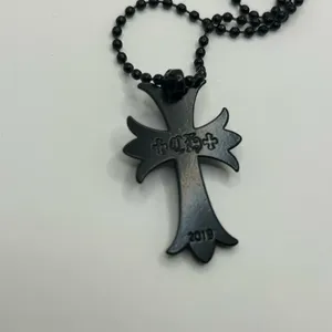 Chrome Active Black Cross Necklace Long Link Pendant Chain Christian Crucifix Jewelry Unisex thumbnail 3
