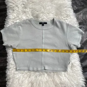Vans Sage Green Ribbed Front Seam Short Sleeve Crop Top Grunge Alt Mallgoth thumbnail 7