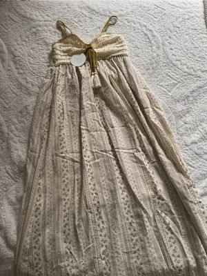 Gold Bohemian Crochet Cotton Maxi Dress thumbnail 4