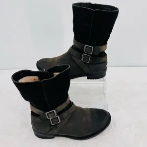 Ugg Lorna Black Boots Waterproof Genuine Leather Wool Lined 8.5” Shaft Size 8.5 thumbnail 2