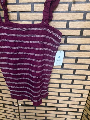 Time and tru burgundy smocked tank top size small thumbnail 4