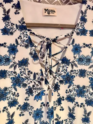 Show Me Your Mumu | Kylie Lace Up Dress in Casablanca Blues, Small thumbnail 3