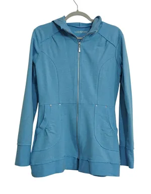 Laura Hlavac Size Small Blue Zip Up Hoodie Longline Jacket Sweatshirt‎ Cardigan thumbnail 1