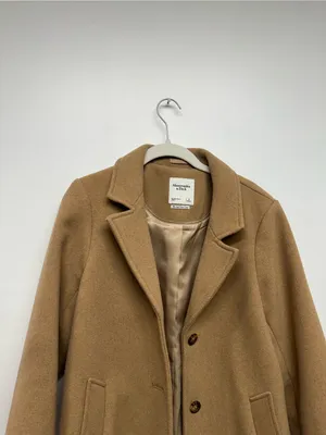 Abercrombie & Fitch Classic Women's Tan Wool-Blend Long Dad Coat thumbnail 10