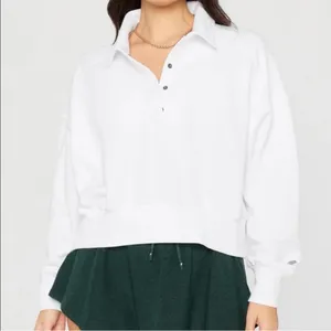Fabletics White Year Round Terry Front Snap Sweatshirt thumbnail 1