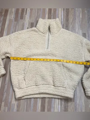 Offline by aerie Cream Sherpa Half-Zip Oversized Pullover Women’s Size Small thumbnail 3