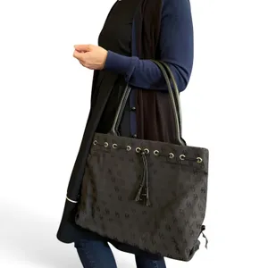 Vintage Dooney & Bourke Black Signature Jacquard Tassel Tote Bag - Made in USA thumbnail 2
