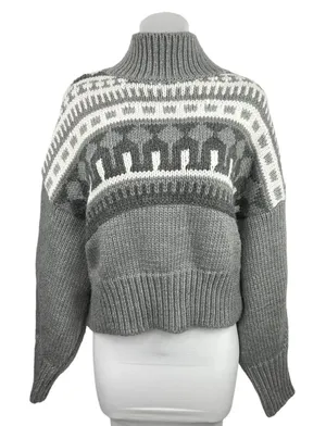 Pringle of Scotland x H&M Gray Fair Isle Turtleneck Holiday Sweater Top M thumbnail 1