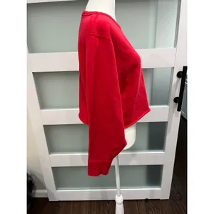 Rag & Bone JEAN Red Cropped French‎ Terry Sweatshirt Raw Hem Medium thumbnail 2