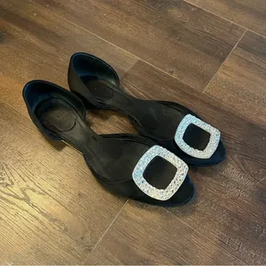 Roger Vivier Chip Strass Ballet Flat Black Black Size 5.5 thumbnail 7