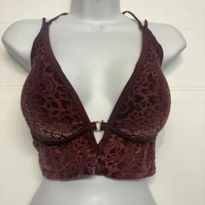 Victoria`s Secret Pink Lightly Lined Bralette Velvet Size Large‎ Vamp Red thumbnail 2