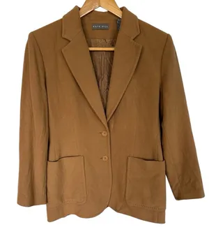 Kate Hill Petite wool Cashmere blend camel brown blazer jacket thumbnail 1