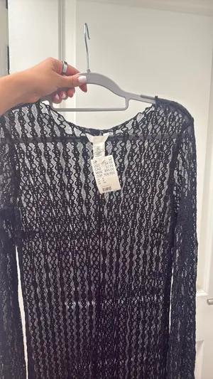 H&M black lace long sleeve maxi dress thumbnail 2