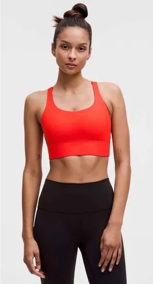 Lululemon Energy Bra Longline Red Strappy Sports Bra LW2EB9S Size 6 thumbnail 1