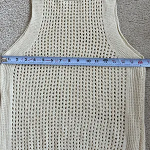 Sleeveless Knit Mock Neck Sweater Top in Cream Beige Women's Medium thumbnail 5