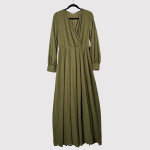 Baltic Born Womens Dress Green Lydia Maxi V Neck Surplice Waist Tie A Line Large thumbnail 2
